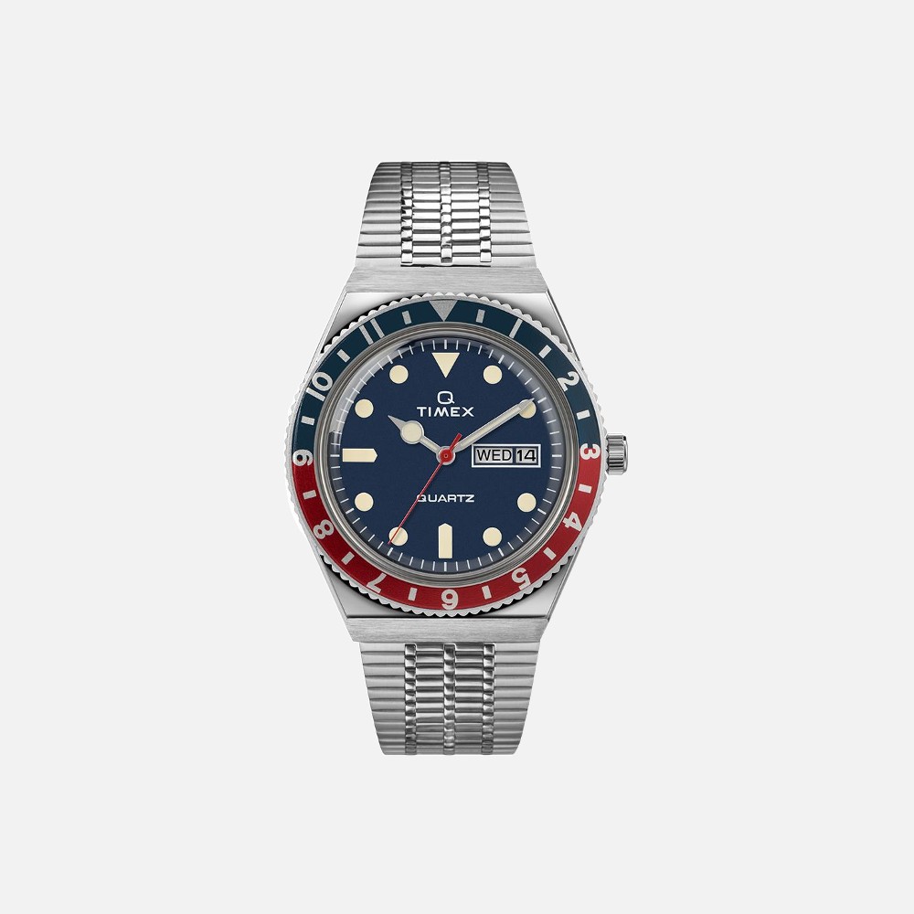 Timex Timex Q Reissue Blue and Red Bezel 38mm Stainless Steel 