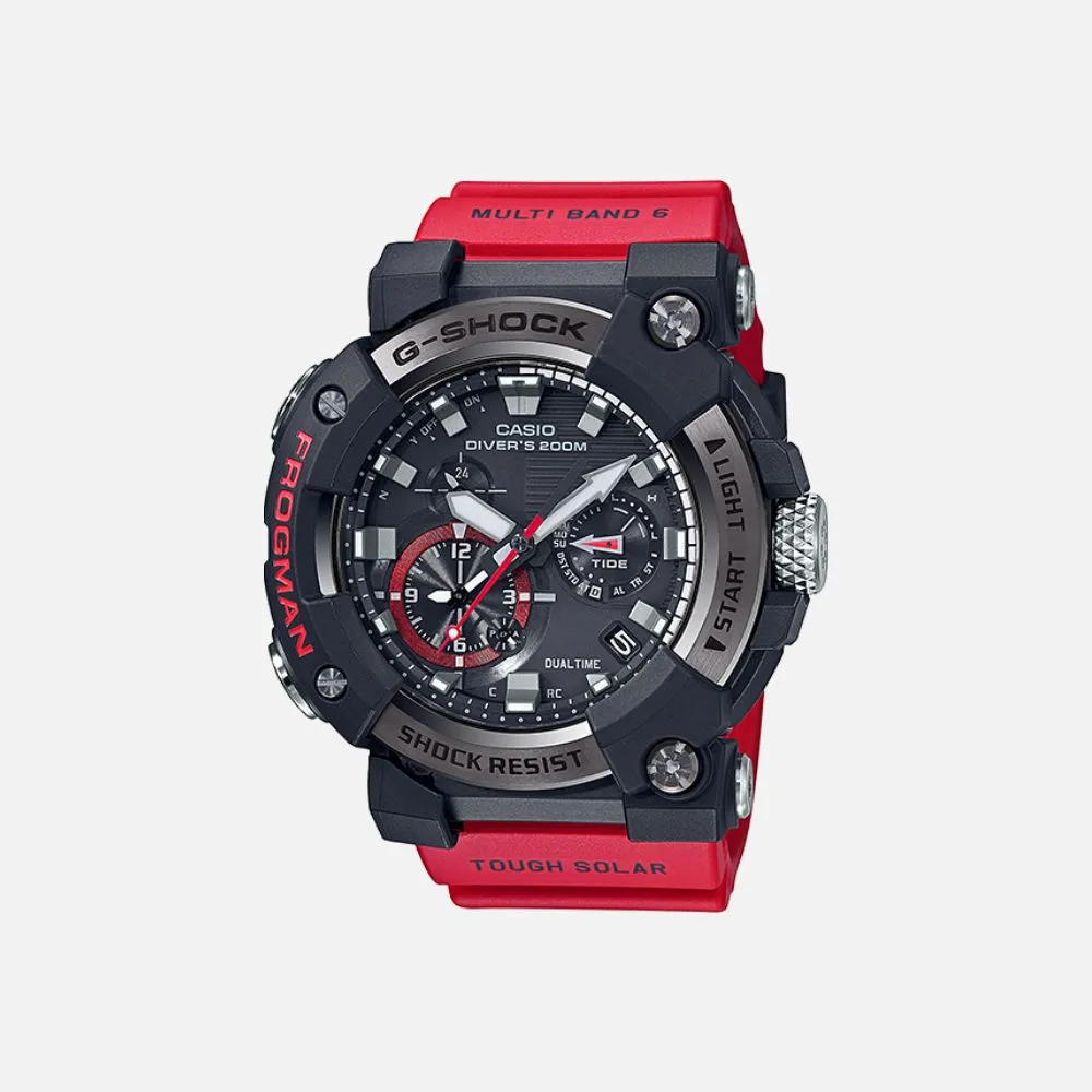 Casio G Shock GWFA1000 1A4 Divers Black Dial Red Resin Strap Watch REV WATCHES